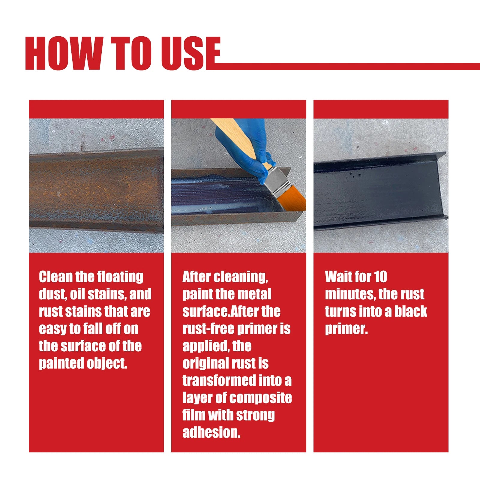 Water-based Metallic Paint Antirust Primer Refurbishment Rust Prevention Iron Metal Surface Clean Protect Rust Removal Paint