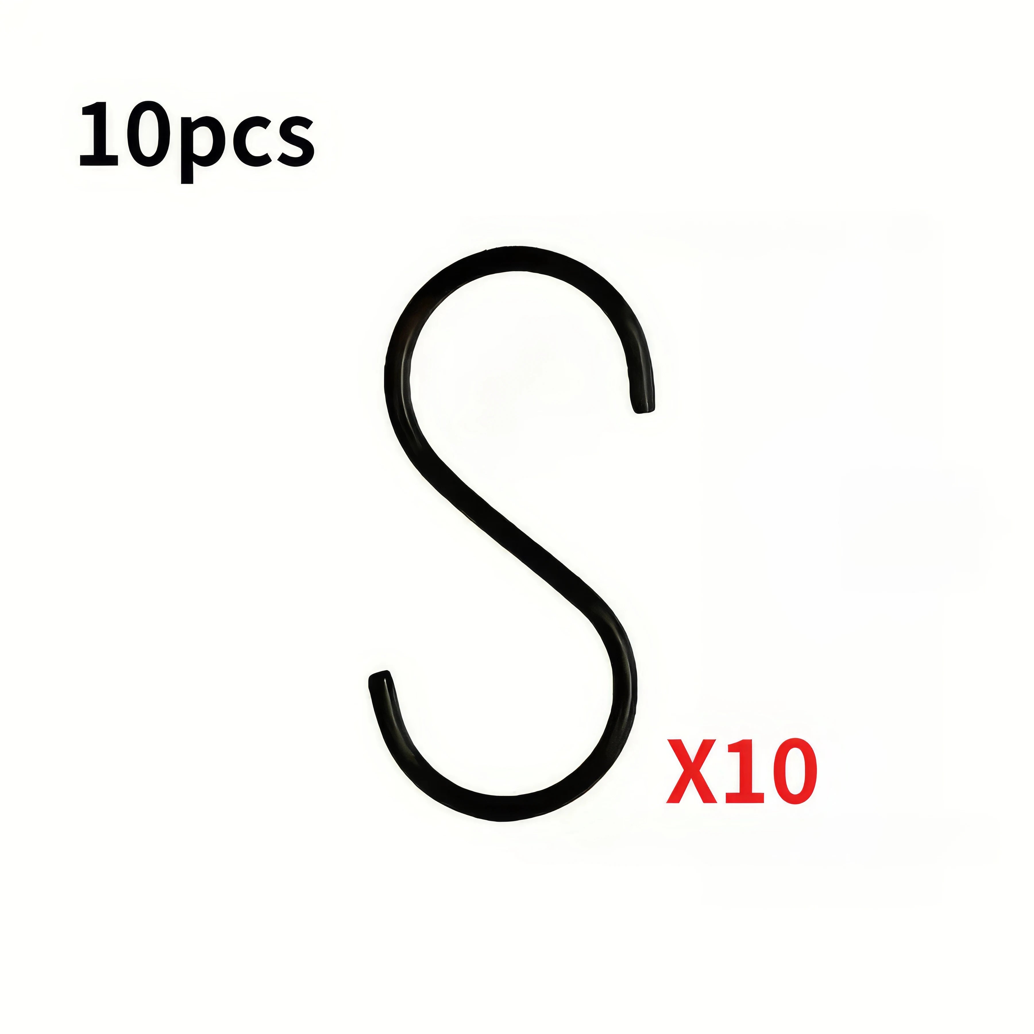 10/20 Black S-shaped Hooks, Wall Mounted Multifunctional Hooks, Used for Hanging Plants, Kitchens, Wardrobes, Black Hooks