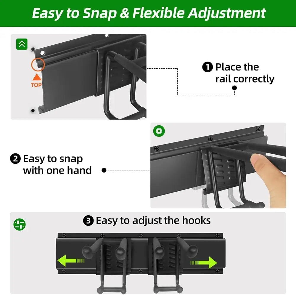 Heavy-Duty Wall-Mounted Tool Hooks – No-Slip Garage & Indoor Storage, Secure, Adjustable & No Assembly Required