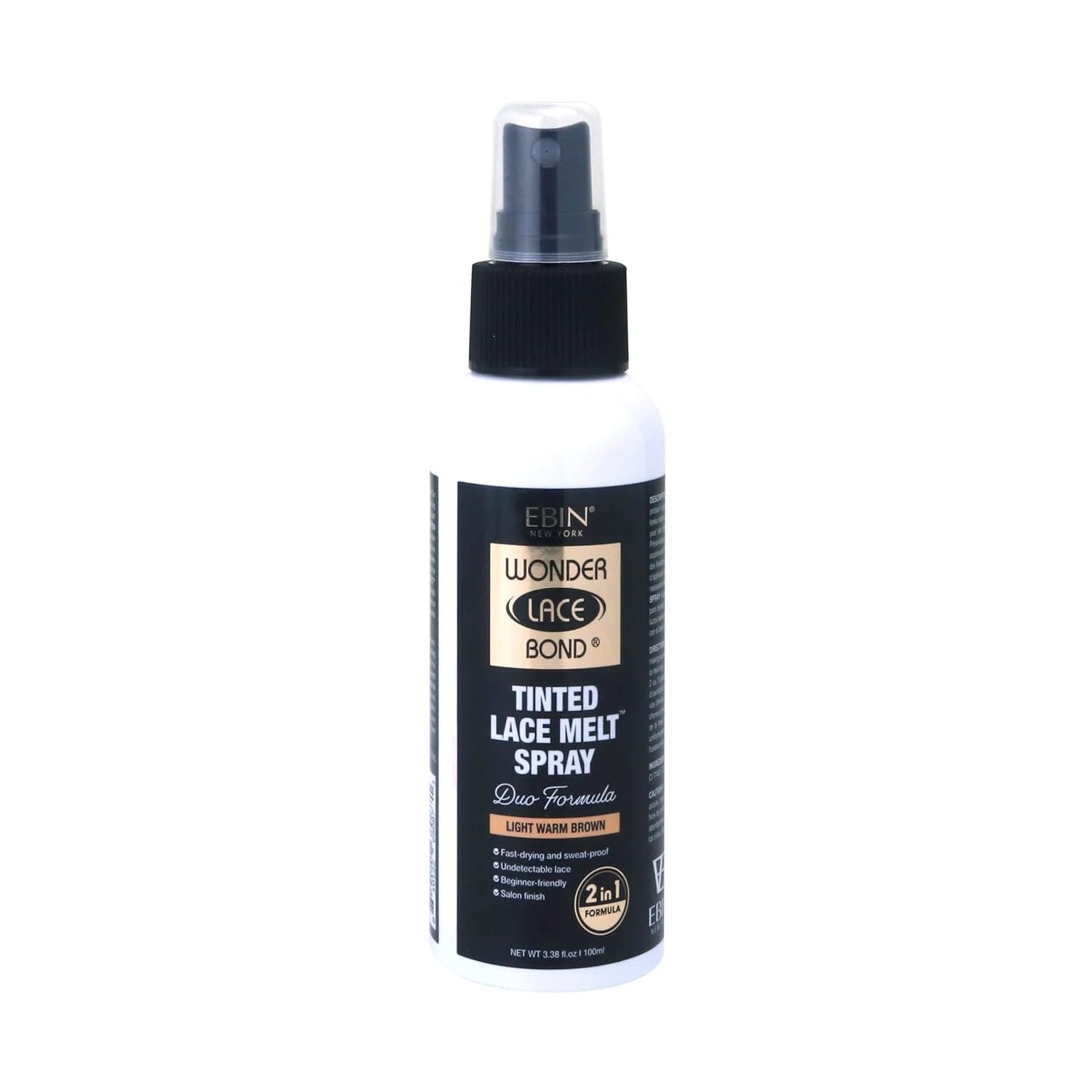 Ebin New York Wonder Lace Bond Tinted Lace Melt Spray 3.38oz/ 100ml - Strong Hold, Natural Tint, Perfect for Invisible Lace