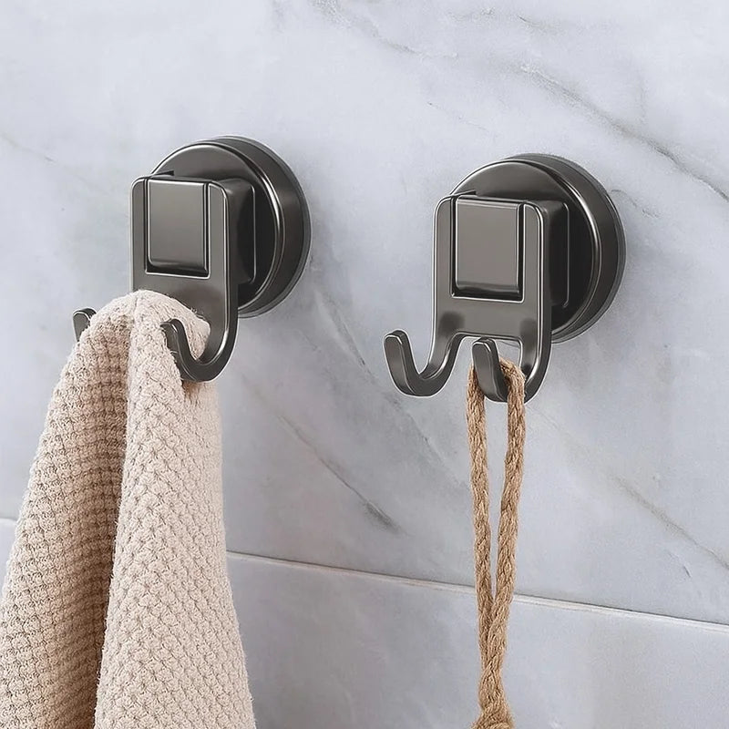 Suction Cup Hooks  - No-Drill Wall Hooks for Bathroom, Kitchen, Door, Tile, Glass, Holds 5lbs, Removable & Reusable (Clear