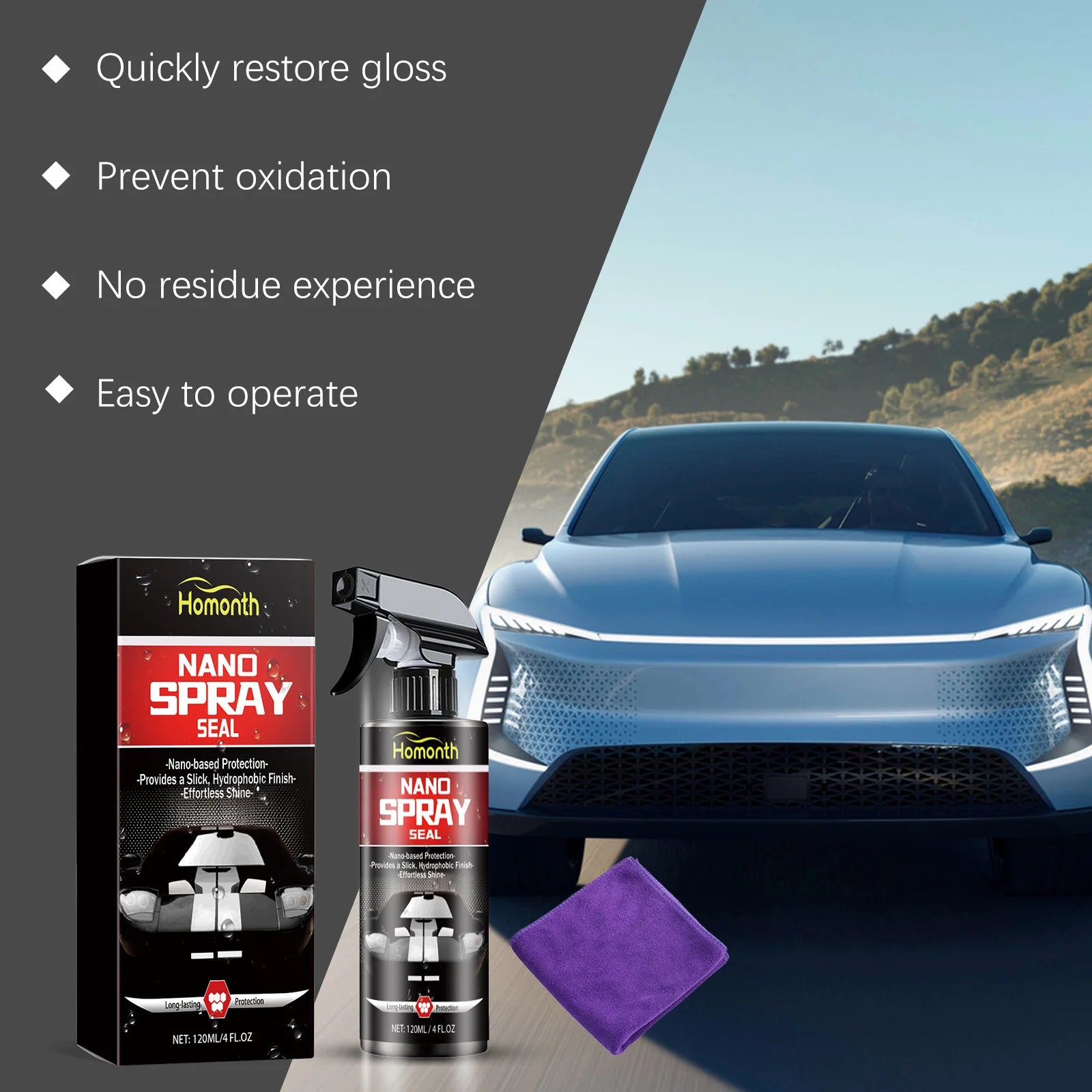 Homonth Car Nano Coating Spray Clean Car Paint Remove Scratch Polishing Enhance Paint Gloss Dustproof Waterproof Car Nano Spray