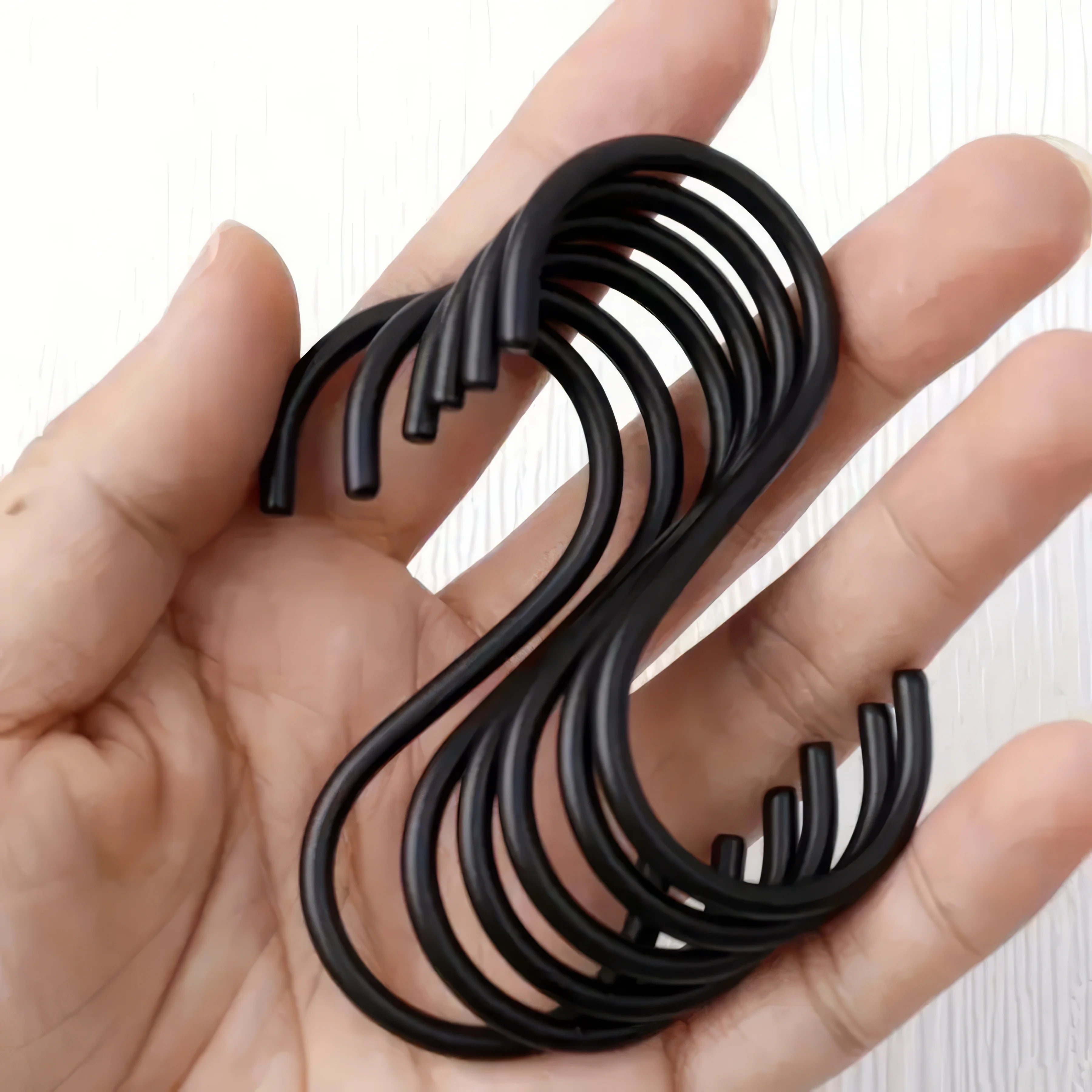 10/20 Black S-shaped Hooks, Wall Mounted Multifunctional Hooks, Used for Hanging Plants, Kitchens, Wardrobes, Black Hooks