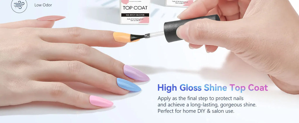 Makartt Gel Top Coat - 2PCS No Wipe Top Coat Gel Nail Polish High Glossy Shine Finish Long Lasting, 10ML Clear Soak Off UV/LED