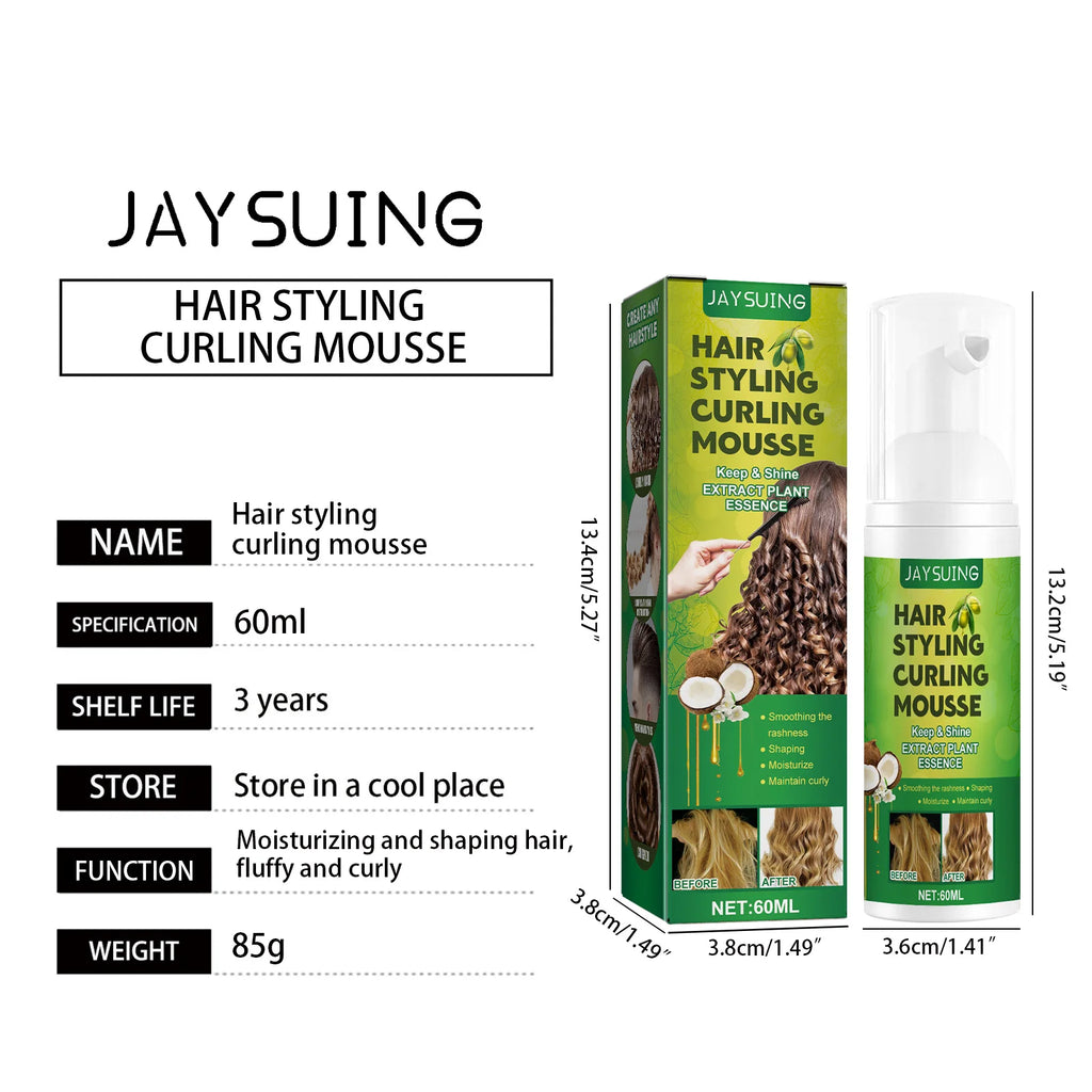 Jayusing Fluffy Curly Hair Styling Mousse Hydrating Moisturizing Care Anti-frizz Elastic Foam Style Intense Curl Defining Spray