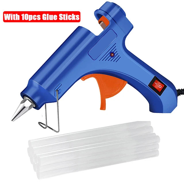 20W Hot Melt Glue Gun with Glue Sticks Industrial Mini Guns Thermo Electric Heat Temperature Tool with 7*100MM Sticks