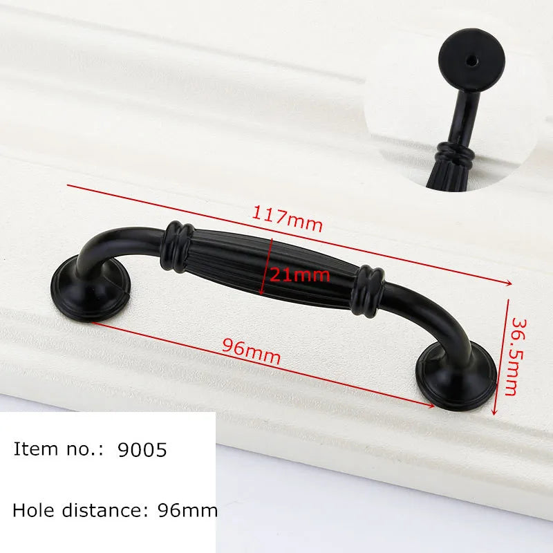 Black Handles for Furniture Cabinet Knobs and Kitchen Drawer Pulls Cupboard  Aluminium Alloy