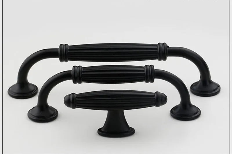 Black Handles for Furniture Cabinet Knobs and Kitchen Drawer Pulls Cupboard  Aluminium Alloy