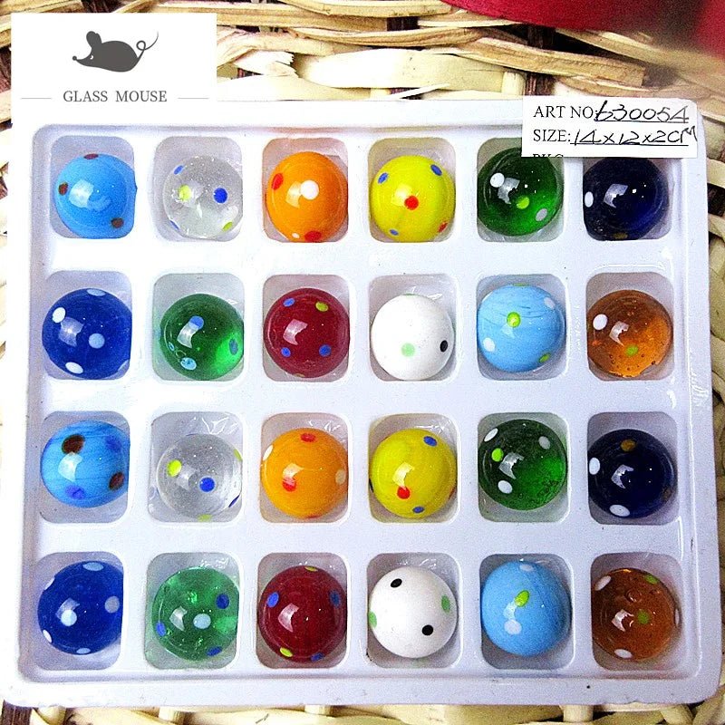 16mm Handmade Glass Marbles Balls Charms Home Decor Accessories For Fish Tank Vase Aquarium Game Toys For Kids Children 24PCS
