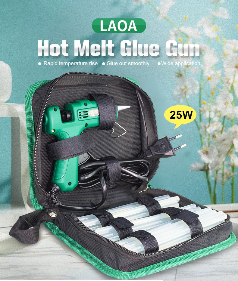 LAOA 25W Hot Melt Glue Gun with 7MM Glue Sticks Mini Industrial Thermo Electric Heat Gun Temperature Crafts Repair DIY Tool