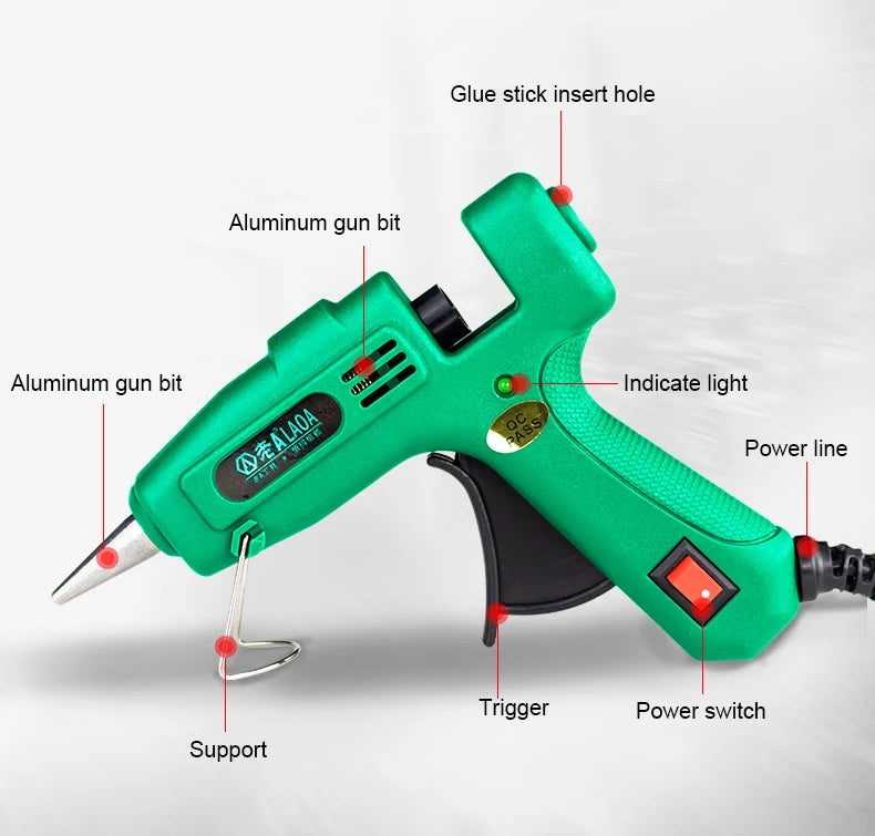 LAOA 25W Hot Melt Glue Gun with 7MM Glue Sticks Mini Industrial Thermo Electric Heat Gun Temperature Crafts Repair DIY Tool