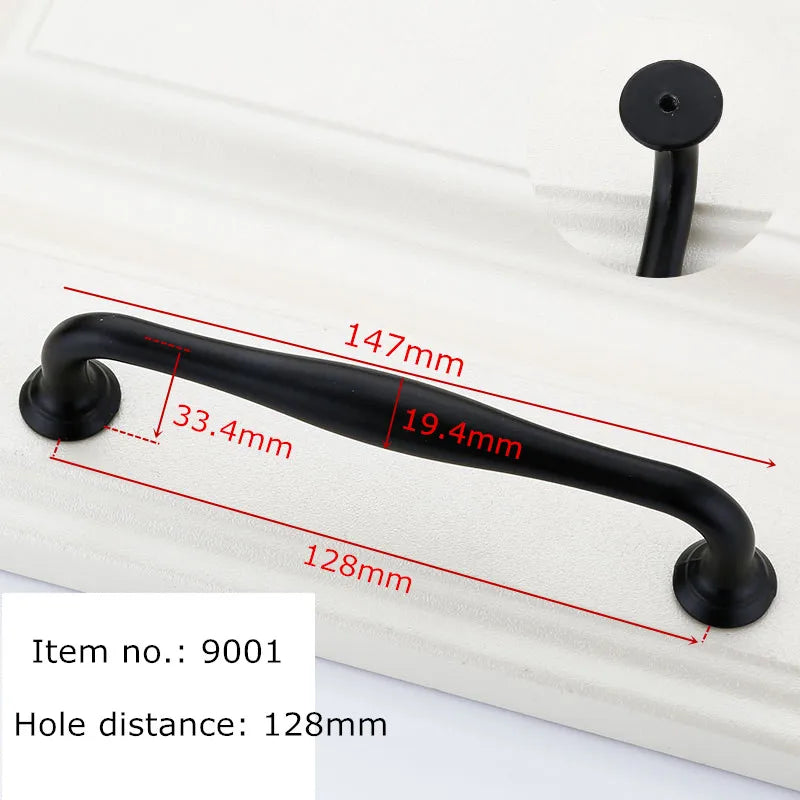 Black Handles for Furniture Cabinet Knobs and Kitchen Drawer Pulls Cupboard  Aluminium Alloy