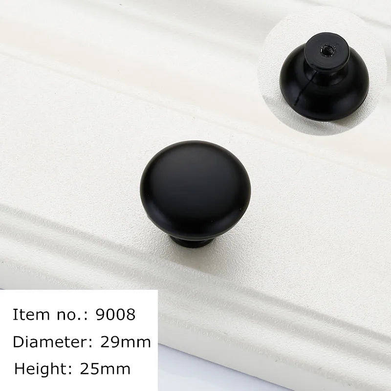 Black Handles for Furniture Cabinet Knobs and Kitchen Drawer Pulls Cupboard  Aluminium Alloy