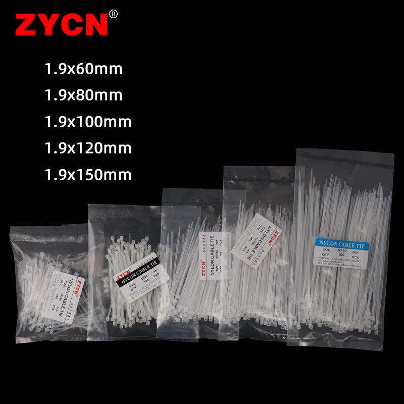 500pcs Self-Locking Nylon Cable Ties 2.5*100/150/200 3.5*250 4.5*300 Plastic Zip Loop Wire 4-6-8-10-12inch Wrap Fixed Binding