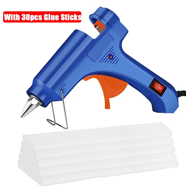 20W Hot Melt Glue Gun with Glue Sticks Industrial Mini Guns Thermo Electric Heat Temperature Tool with 7*100MM Sticks