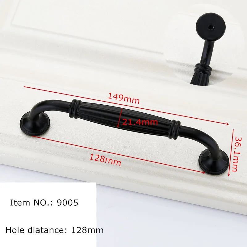 Black Handles for Furniture Cabinet Knobs and Kitchen Drawer Pulls Cupboard  Aluminium Alloy