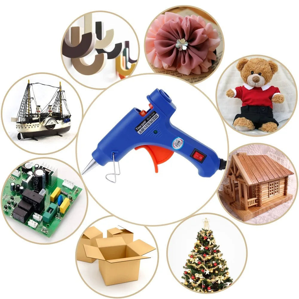 20W Hot Melt Glue Gun with Glue Sticks Industrial Mini Guns Thermo Electric Heat Temperature Tool with 7*100MM Sticks