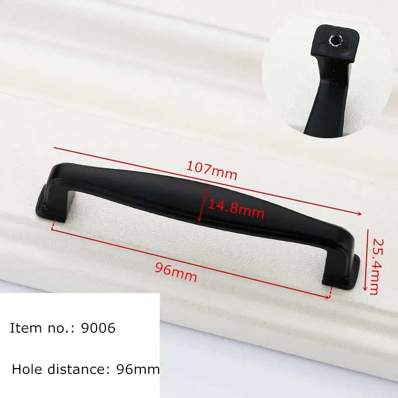 Black Handles for Furniture Cabinet Knobs and Kitchen Drawer Pulls Cupboard  Aluminium Alloy