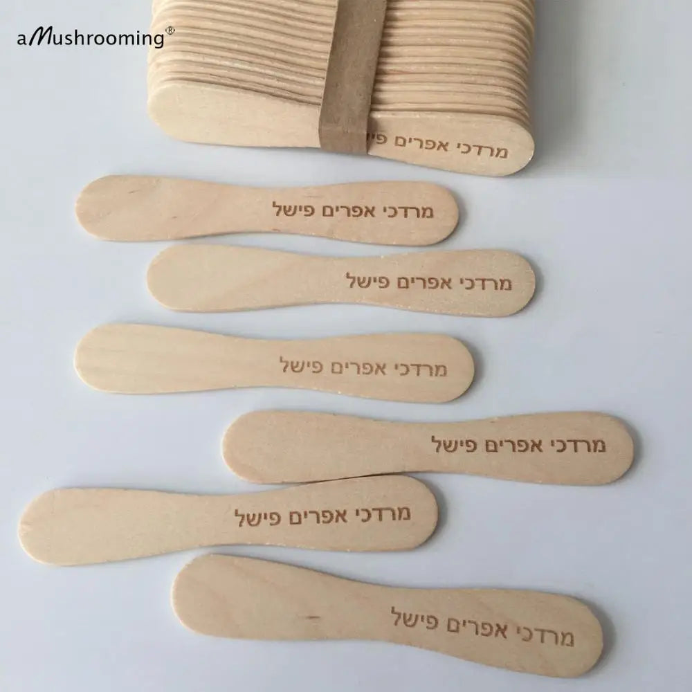 100pcs Personalized Wooden Flat Popsicle Sticks 3.5" Bow Tie Birthday Bridal Shower Craft Buffet Table Ice Cream Shoppe Grade A