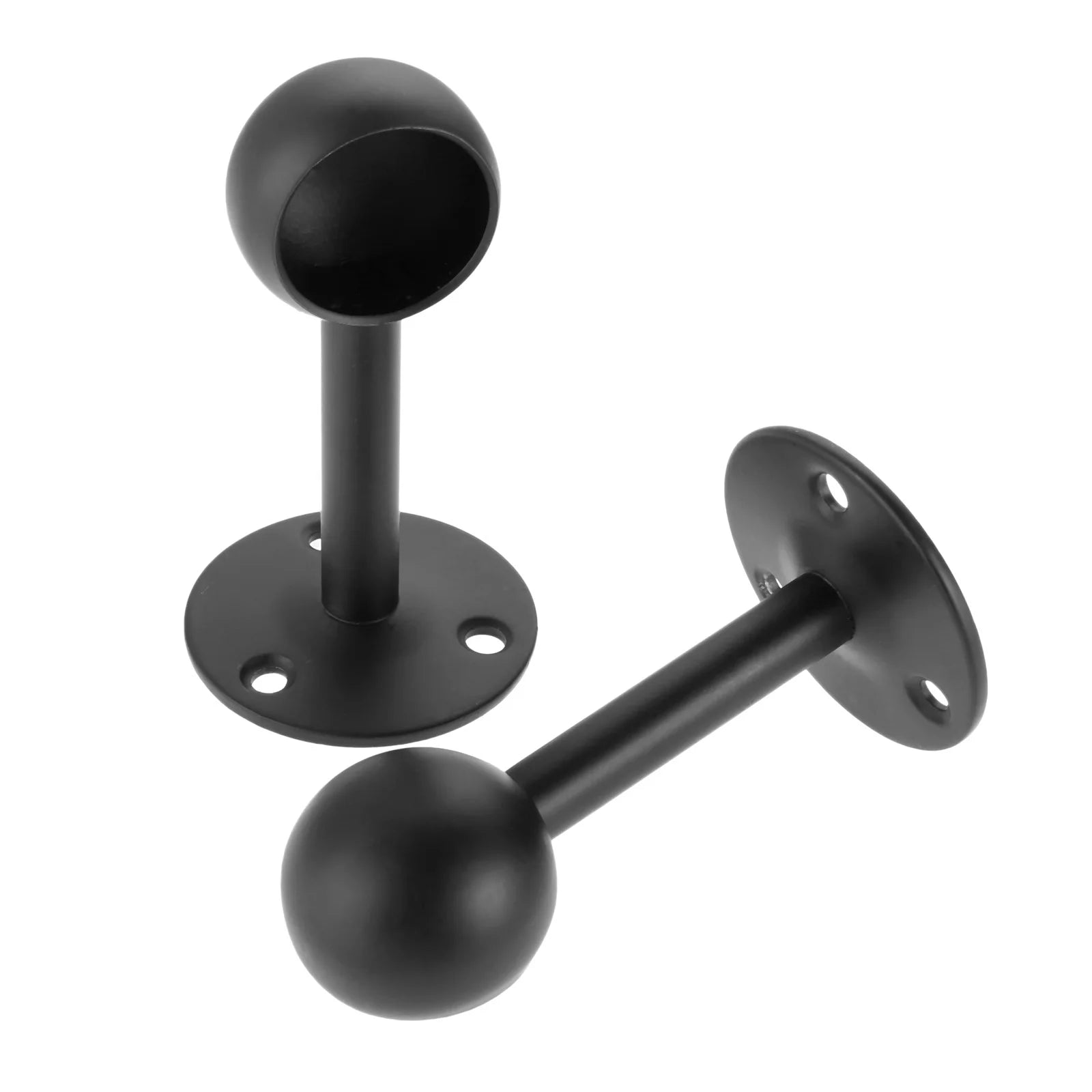 2Pcs Black Steel Closet Pole Socket Brackets Wardrobe Rod Brackets Curtain Rod End Supports Flange Rod Holder 16/19/22/25/32mm