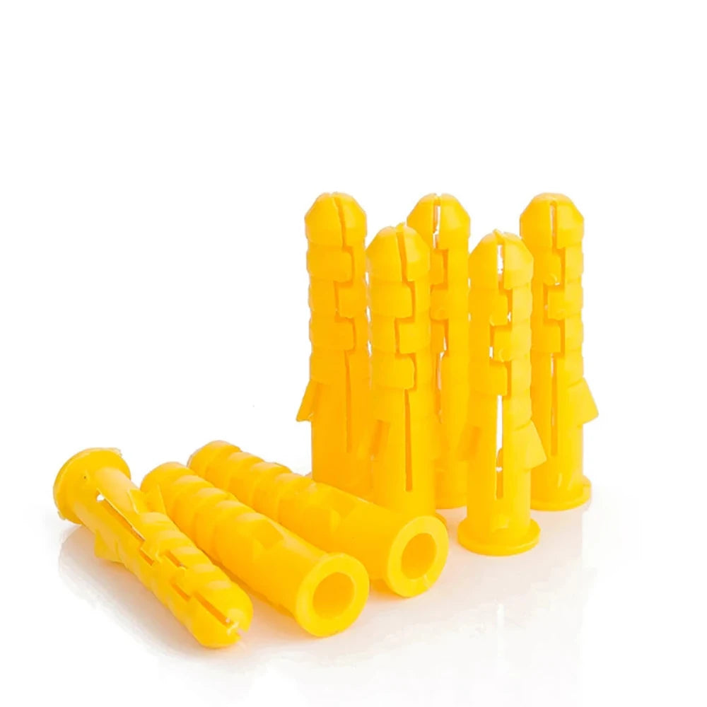 Yiqianyuan M8 Wall Plastic Wall Anchor Bolts Expansion Pipe Column Concrete Wall Plug Frame Fixings Tube Yellow