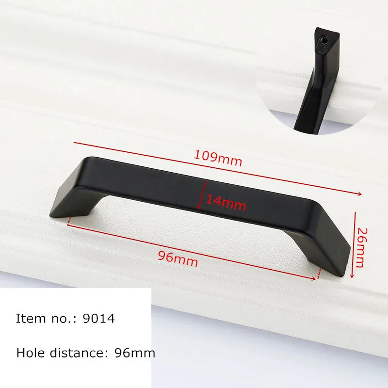 Black Handles for Furniture Cabinet Knobs and Kitchen Drawer Pulls Cupboard  Aluminium Alloy