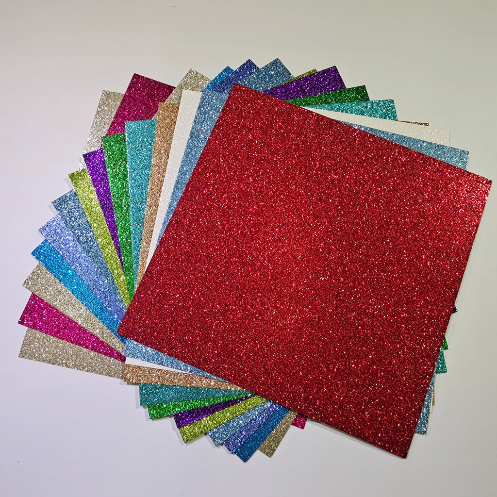 15pcs Children DIY Cardboard Colorful Glitter Paper Crafts sheet Glitter Card Stock