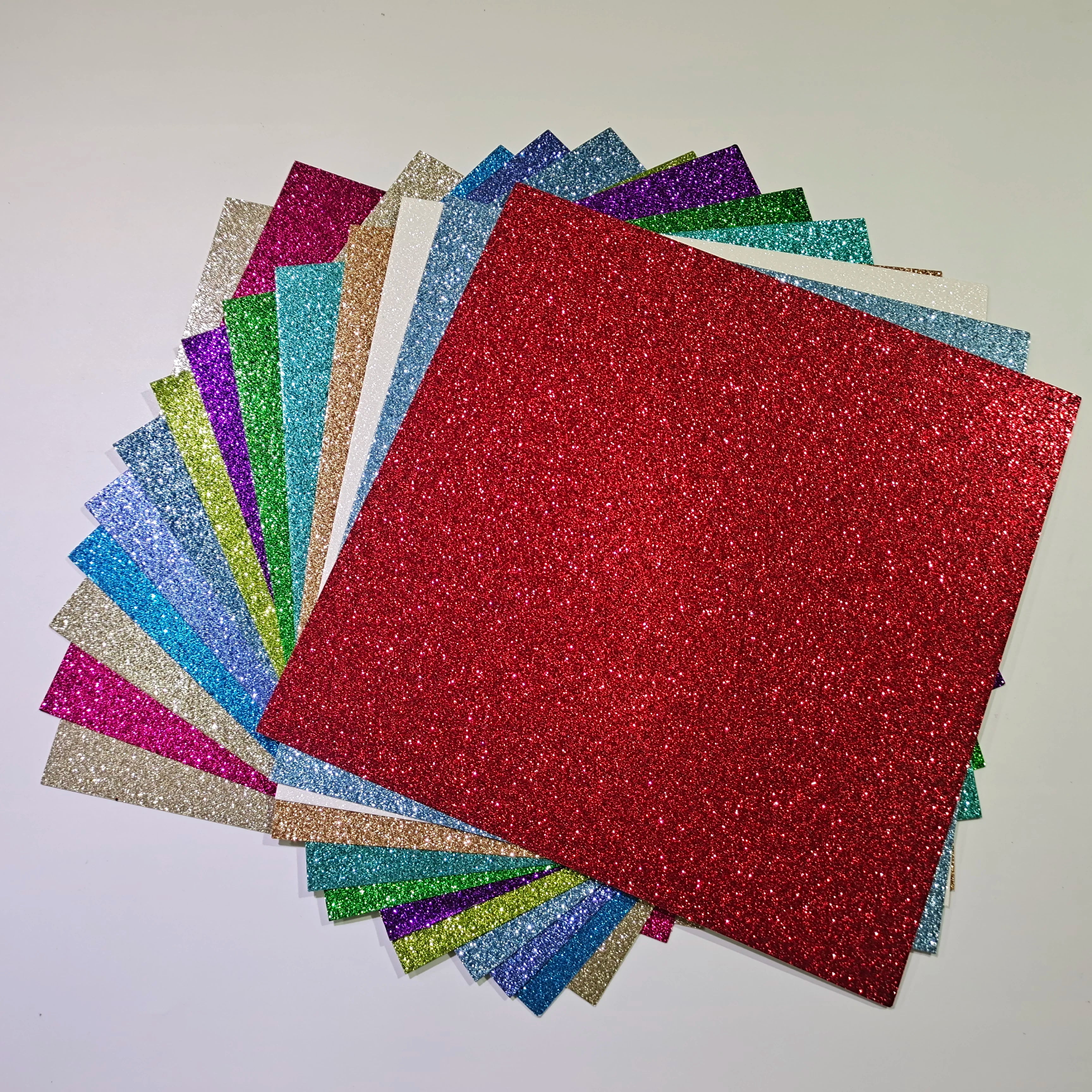 15pcs Children DIY Cardboard Colorful Glitter Paper Crafts sheet Glitter Card Stock