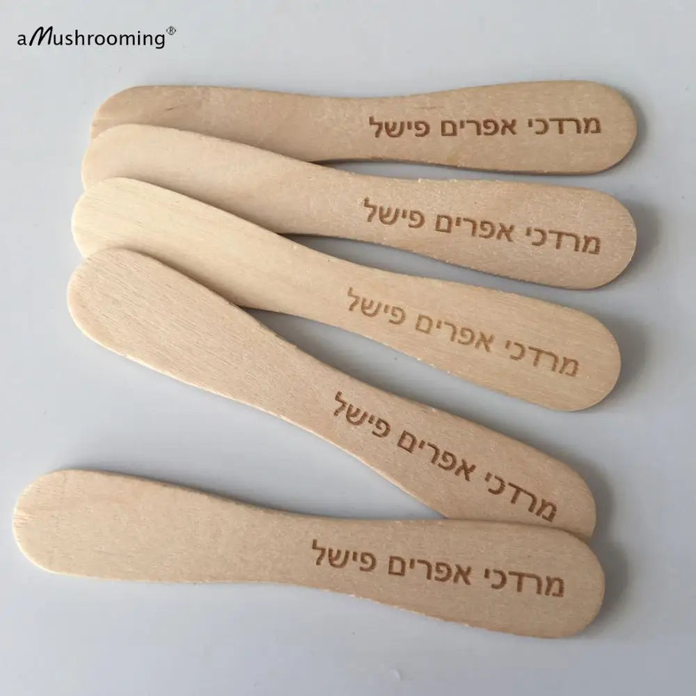 100pcs Personalized Wooden Flat Popsicle Sticks 3.5" Bow Tie Birthday Bridal Shower Craft Buffet Table Ice Cream Shoppe Grade A