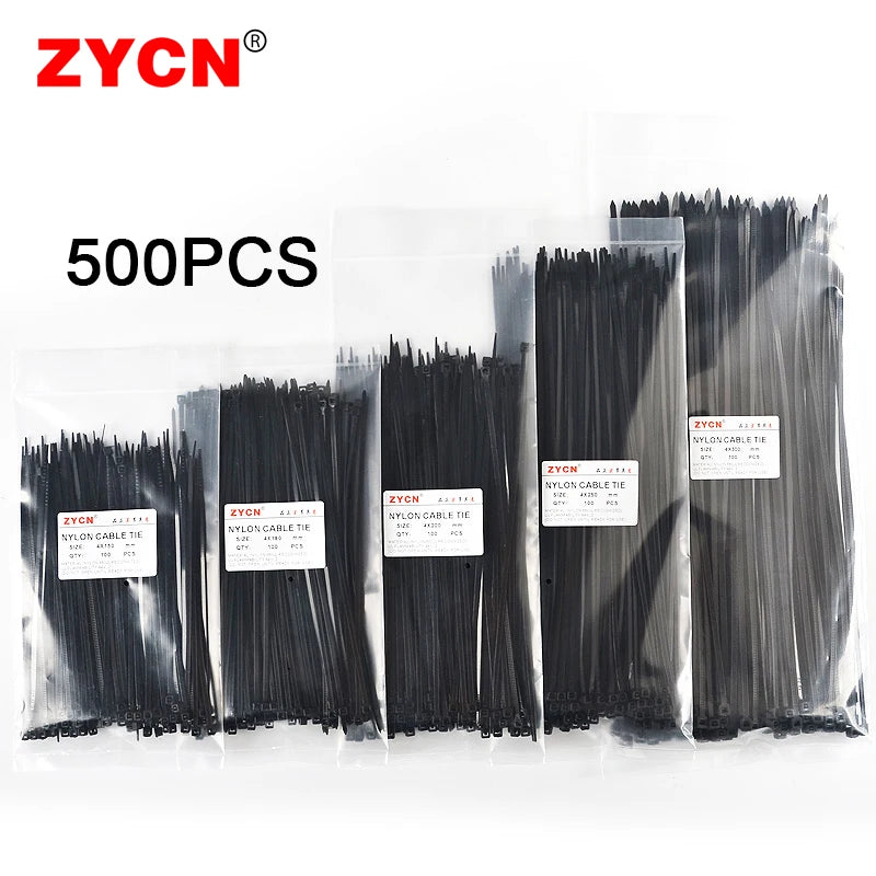 500pcs Self-Locking Nylon Cable Ties 2.5*100/150/200 3.5*250 4.5*300 Plastic Zip Loop Wire 4-6-8-10-12inch Wrap Fixed Binding
