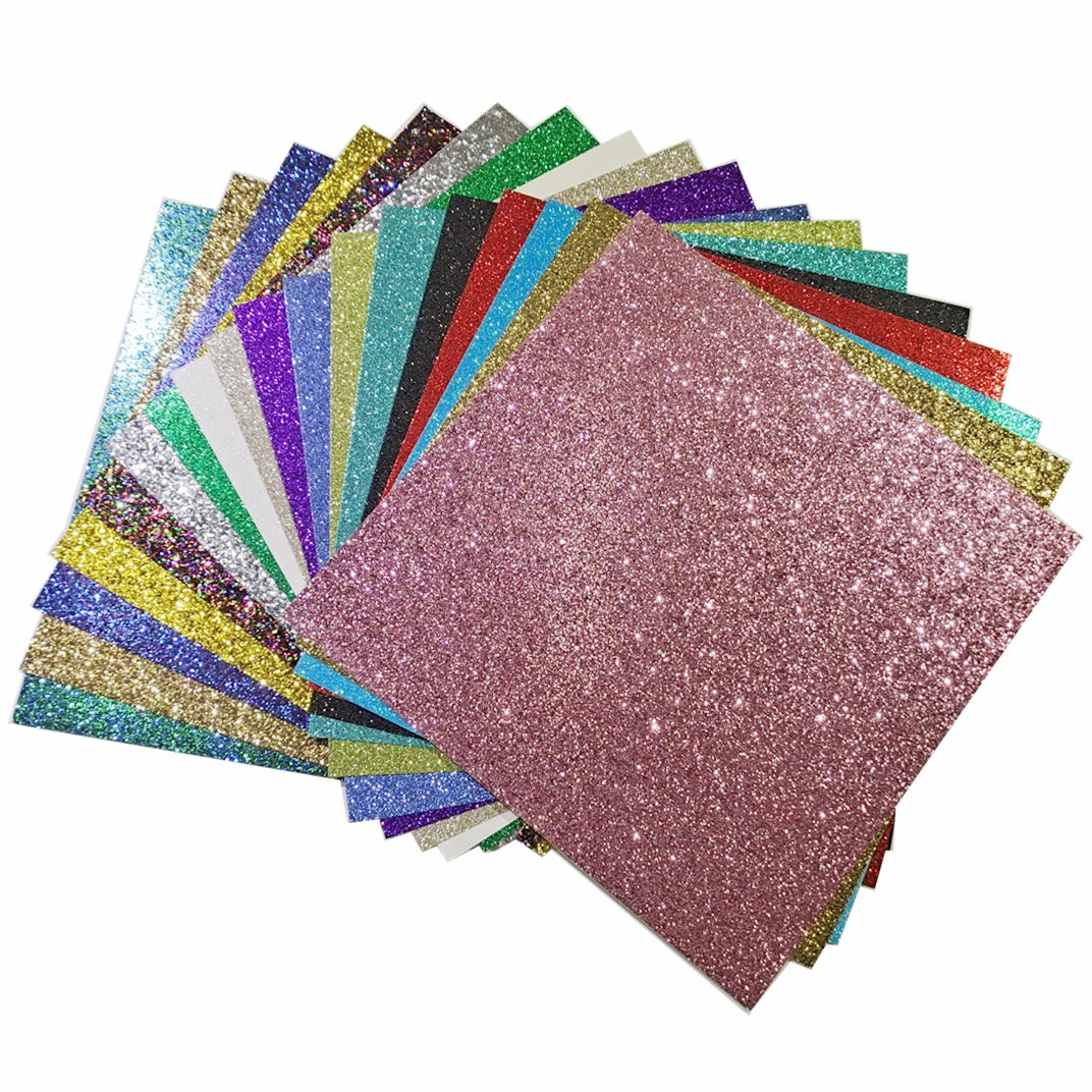 15pcs Children DIY Cardboard Colorful Glitter Paper Crafts sheet Glitter Card Stock