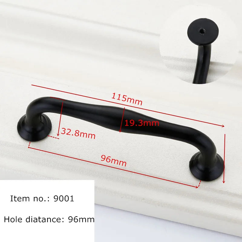 Black Handles for Furniture Cabinet Knobs and Kitchen Drawer Pulls Cupboard  Aluminium Alloy