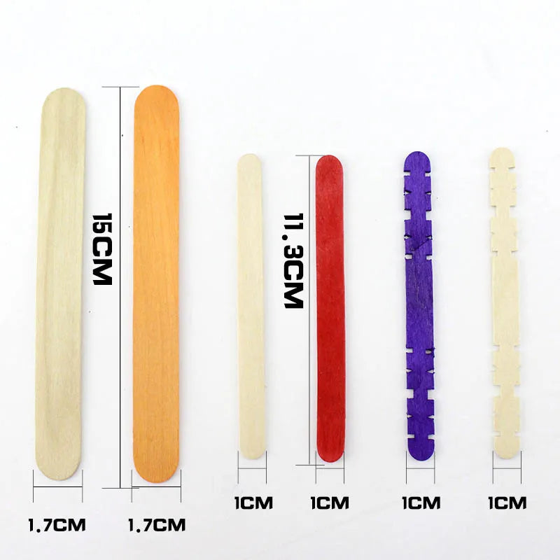 50Pcs Wooden Popsicle Sticks Natural Wood Ice Cream Sticks Creative Kids puzzle DIY Hand Crafts Building Blocks Accessories