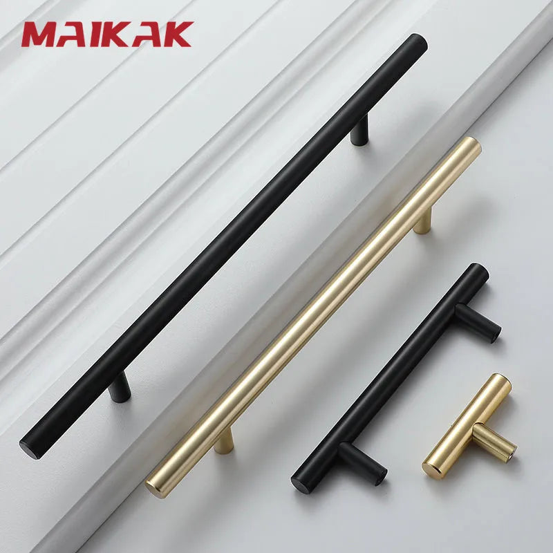 Black Golden Cupboard Handle Brushed Stainless Steel Kitchen Cabinet Door Knob Furniture Drawer Pull  Hardware Pulls  Bar Handle