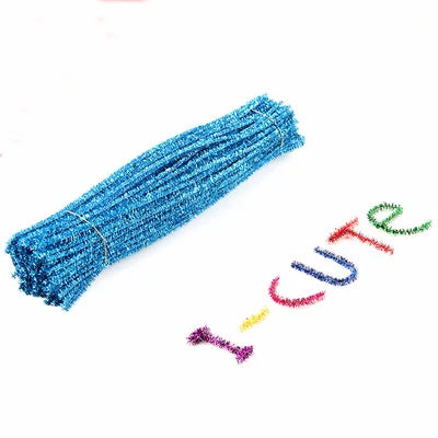 100pcs Glitter Chenille Stems Pipe Cleaners Plush Tinsel Stems Wired Sticks Kids Educational DIY Craft Supplies Toys Crafting