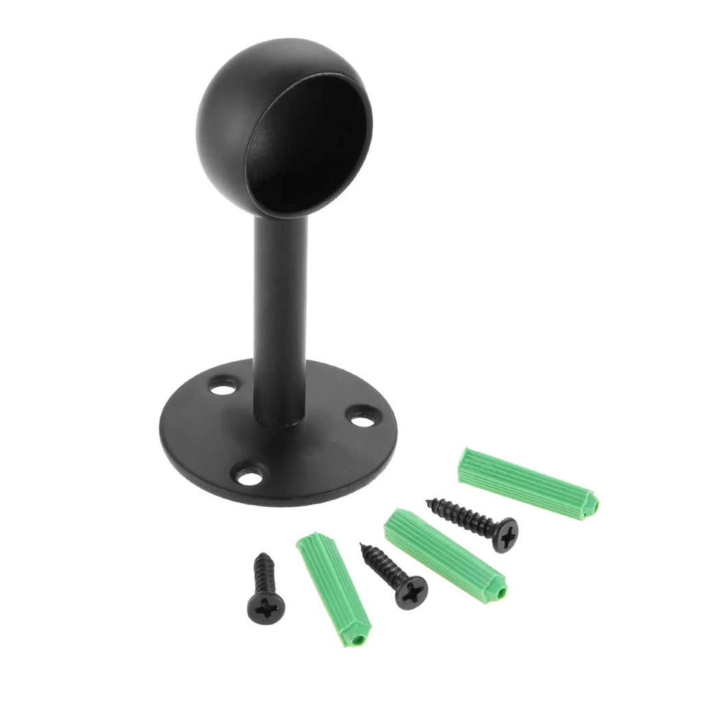 2Pcs Black Steel Closet Pole Socket Brackets Wardrobe Rod Brackets Curtain Rod End Supports Flange Rod Holder 16/19/22/25/32mm