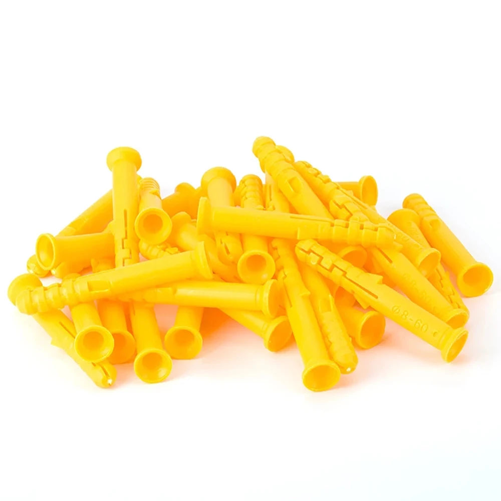Yiqianyuan M8 Wall Plastic Wall Anchor Bolts Expansion Pipe Column Concrete Wall Plug Frame Fixings Tube Yellow
