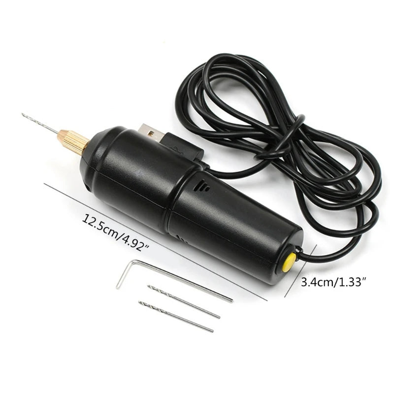 0.7-1.2mmPortable Handheld Mini Electric Drill for Pearl Epoxy Resin Jewelry Making DIY Wood Crafts Tools with 5V USB Data Cable