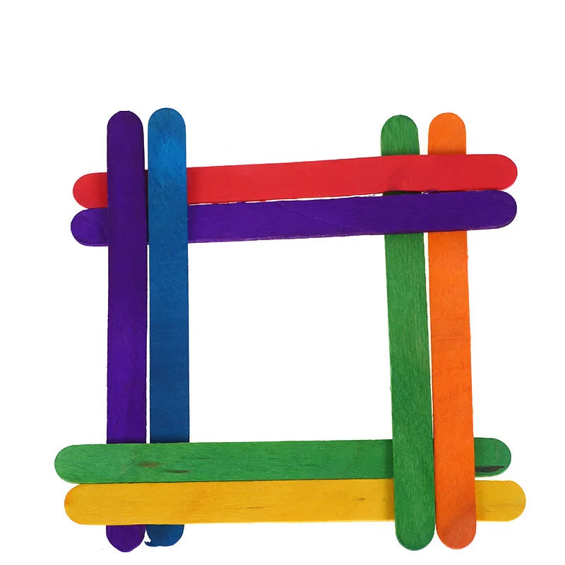 50Pcs Wooden Popsicle Sticks Natural Wood Ice Cream Sticks Creative Kids puzzle DIY Hand Crafts Building Blocks Accessories