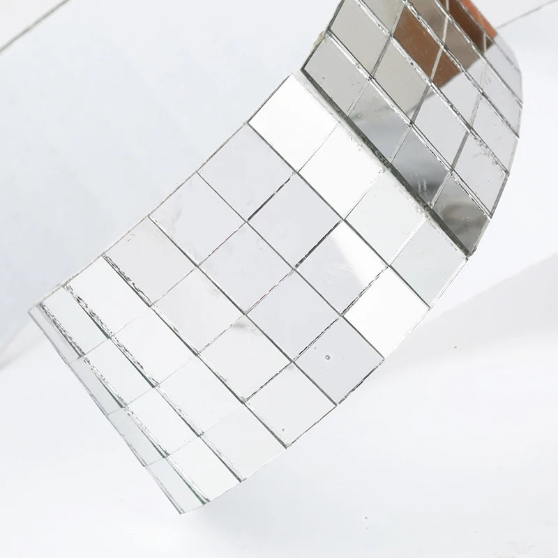 10x10mm Grid 1meter Self-Adhesive Square Glass Mosaic Tiles Sliver Mirrors Mosaic Sheets For DIY Handade Crafts Wall Sticker