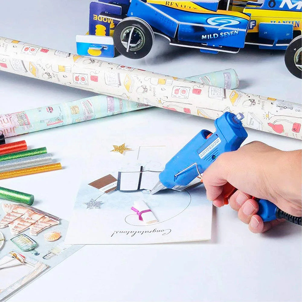 20W Hot Melt Glue Gun with Glue Sticks Industrial Mini Guns Thermo Electric Heat Temperature Tool with 7*100MM Sticks