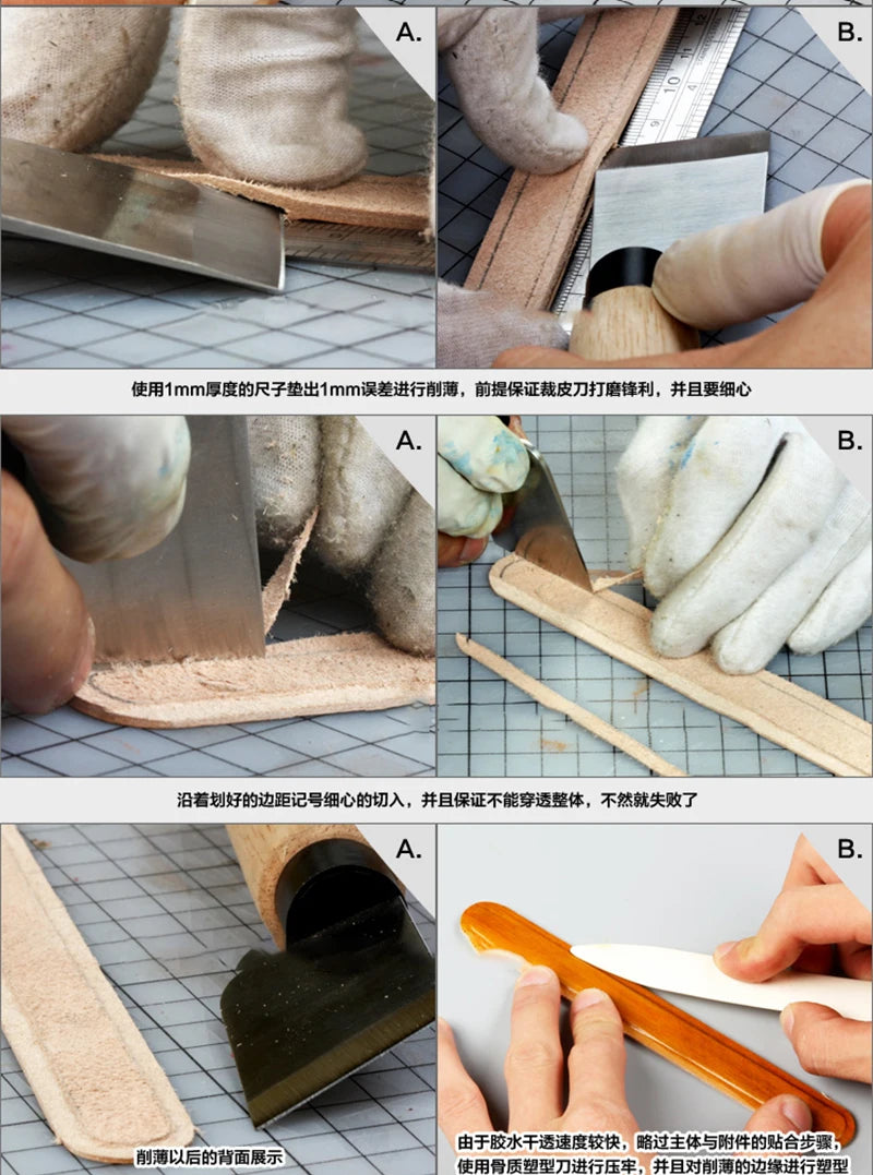 WUTA Professional Leather Craft Cutting Knife DIY Craft Knife Sharping Skiving Tool High Speed Steel Blade Right/Left Handed