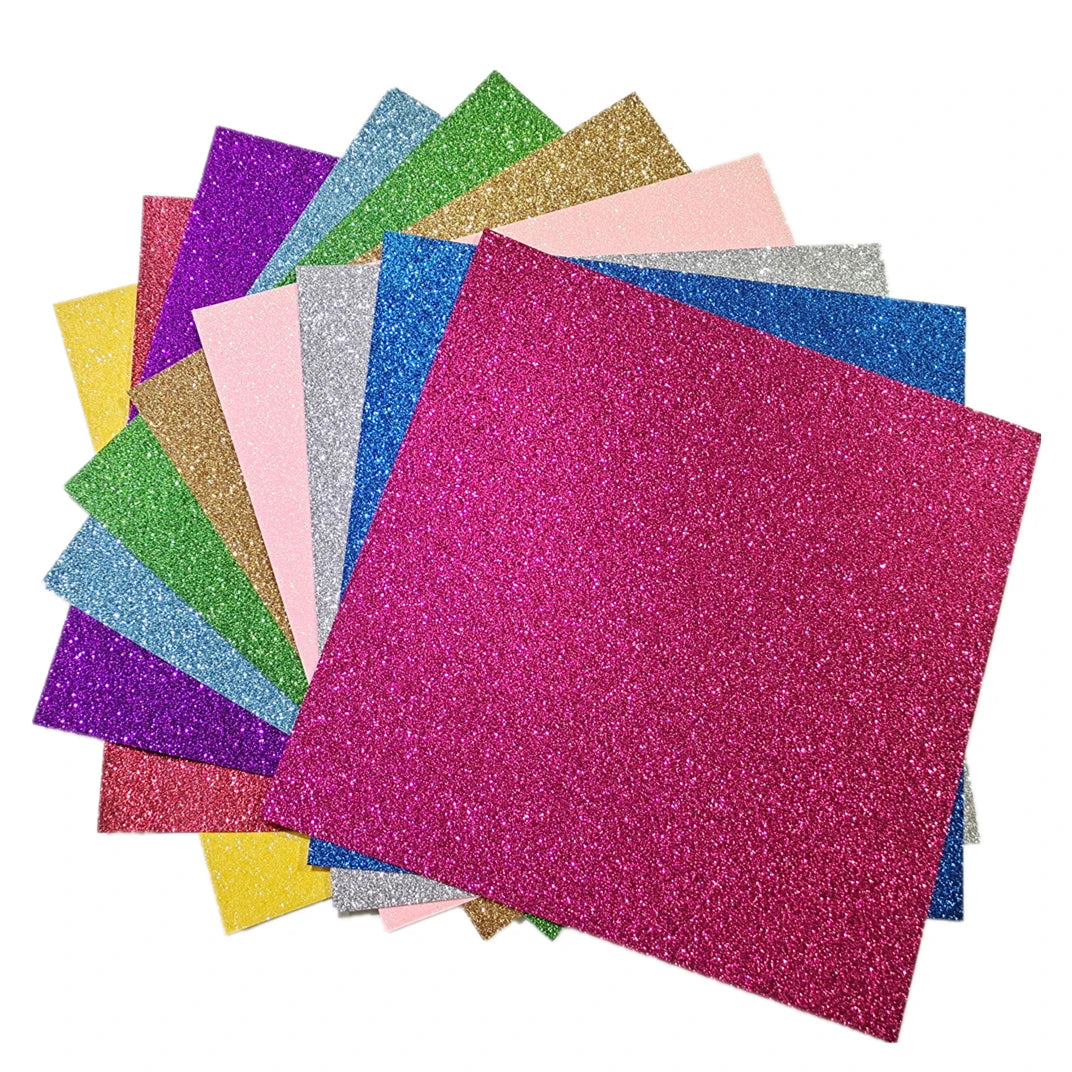 15pcs Children DIY Cardboard Colorful Glitter Paper Crafts sheet Glitter Card Stock