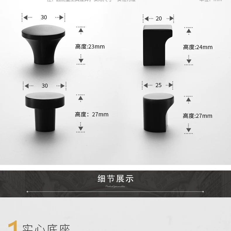 WV Kitchen Dressers Round Single Hole Brown Wardrobe Cupboard Drawer Handles Solid Knobs Hardware Furniture Handles Pulls Knobs
