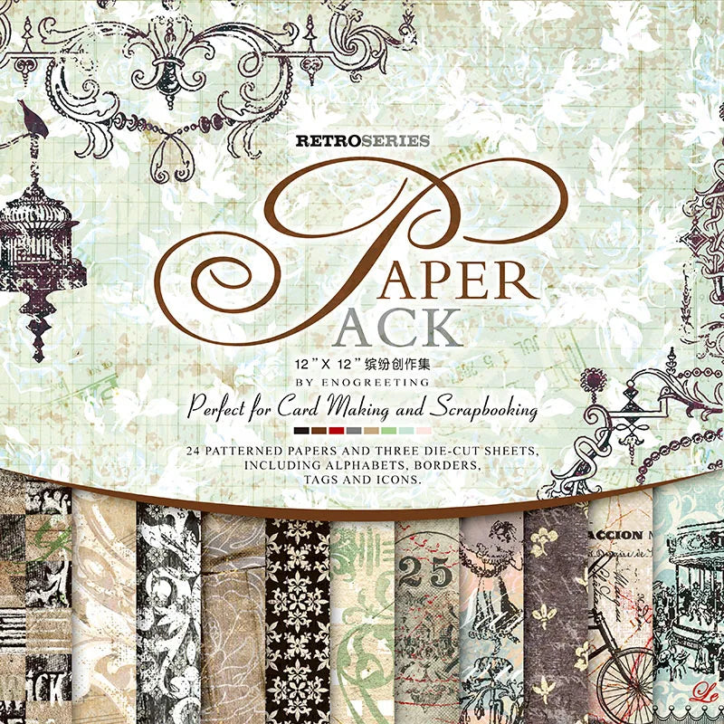 12 Inch Retro Paper Bag DIY Photo Album Scrapbook Decoration Paper Card Hand Account Making Material Background Paper