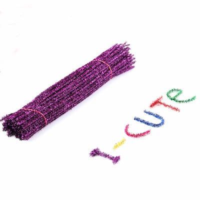 100pcs Glitter Chenille Stems Pipe Cleaners Plush Tinsel Stems Wired Sticks Kids Educational DIY Craft Supplies Toys Crafting
