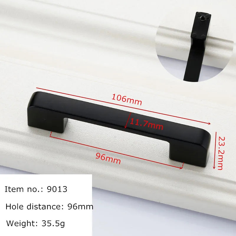 Black Handles for Furniture Cabinet Knobs and Kitchen Drawer Pulls Cupboard  Aluminium Alloy
