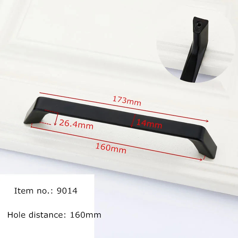 Black Handles for Furniture Cabinet Knobs and Kitchen Drawer Pulls Cupboard  Aluminium Alloy