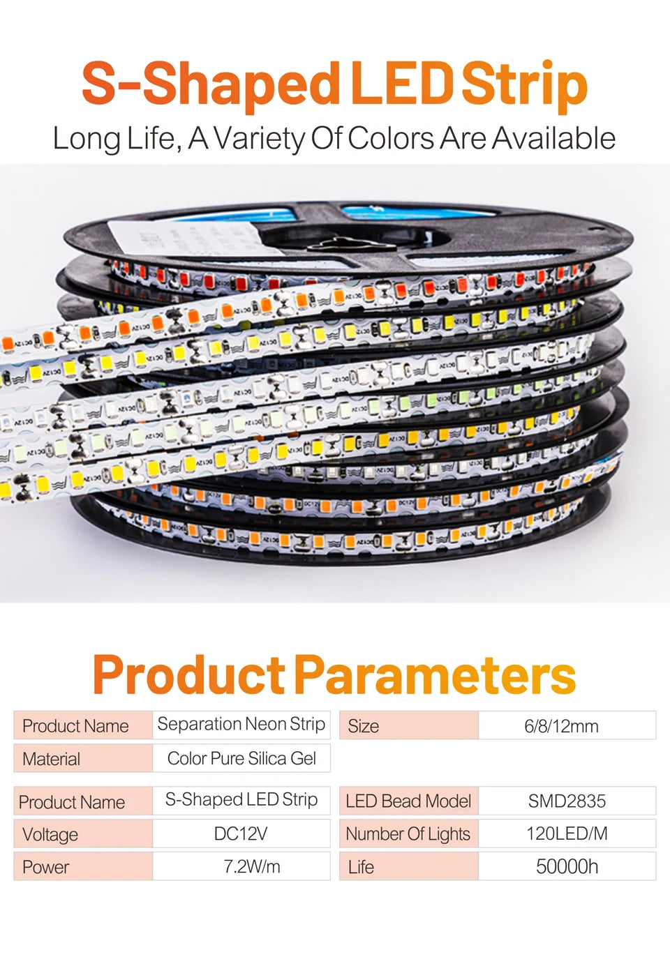 6/8mm 5M/Rolls DIY Separate Silicone Neon Strip 120Leds S-Bendable Newly Flexible Led Tape For LED Neon Sign Waterproof  IP67