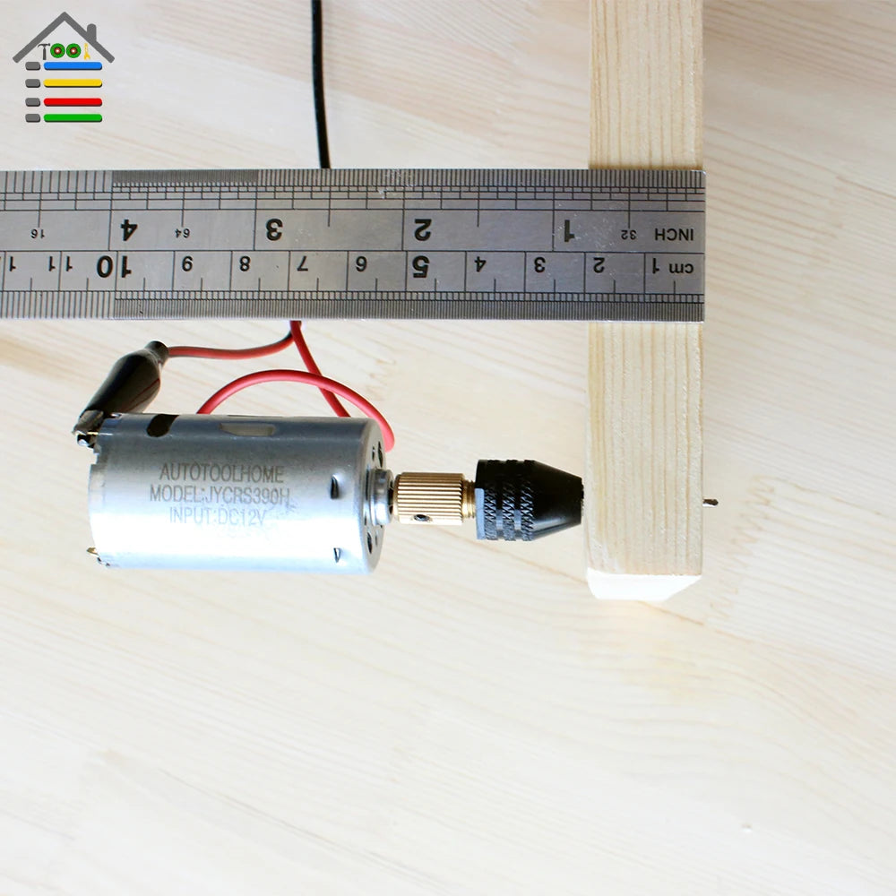 Mini DIY DC 12V Motor Hand  Electric Drill +0.5-3.2mm Keyless Chuck 10pc Twist Bits for PCB Wood Plastic Cardboard Hole Saw